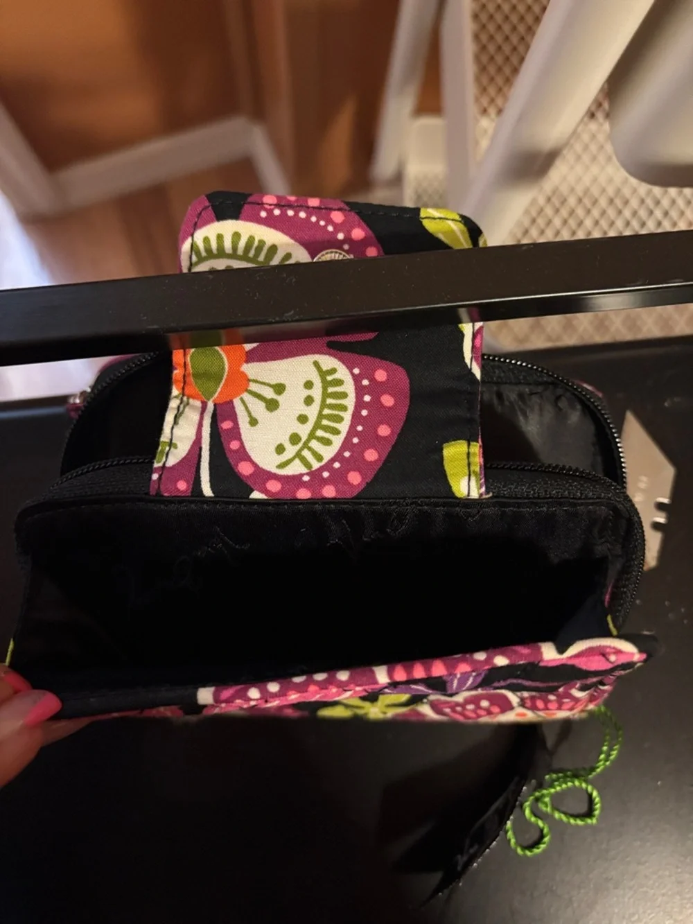 Vera Bradley Black Floral Wristlet with Pink, Green & Orange Motifs - Picture 4 of 4